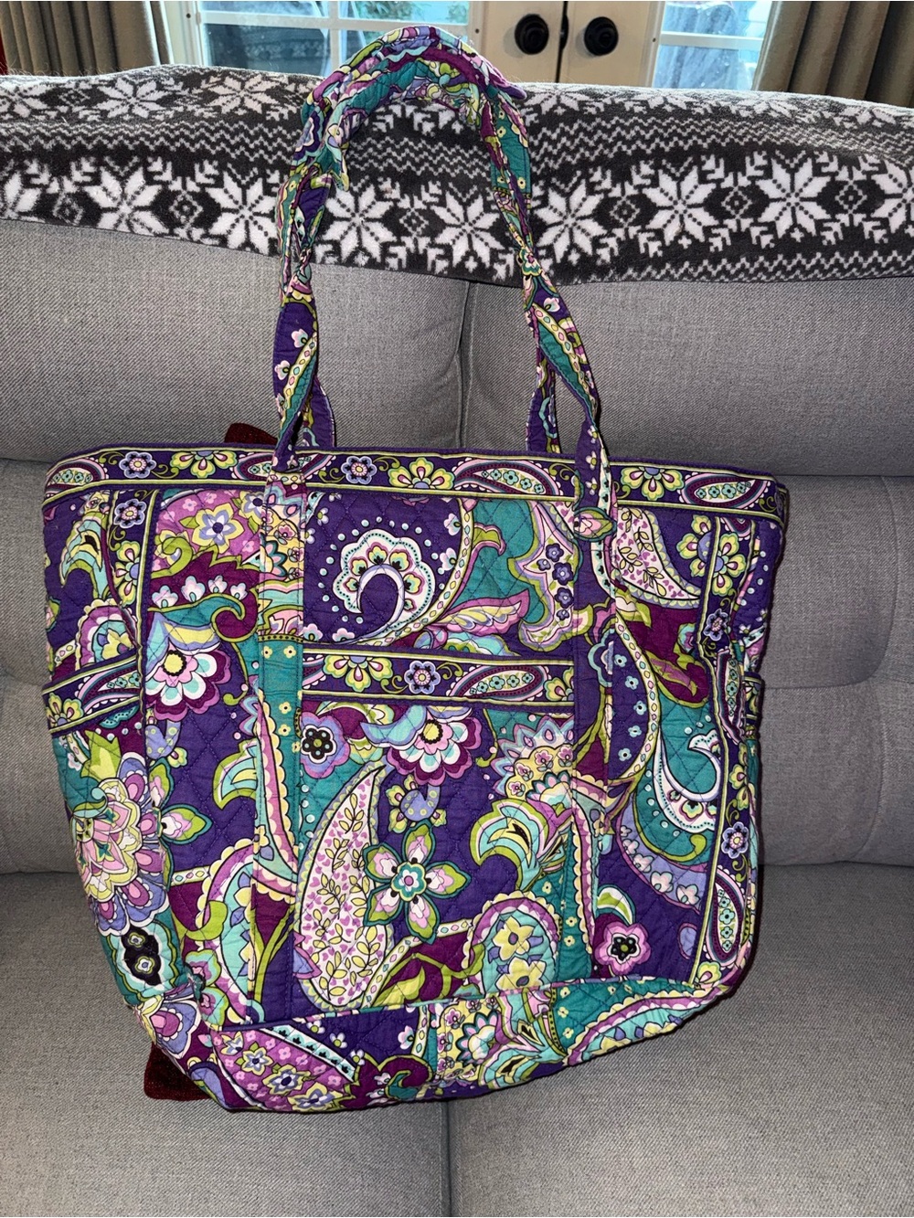 EUC Vera Bradley Heather Purple Paisley Tote - Picture 2 of 10